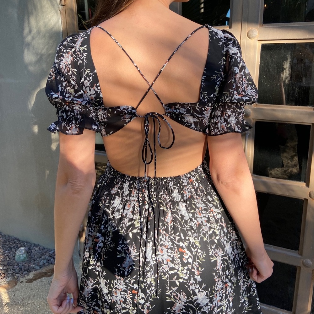 Backless A-line Floral Dress